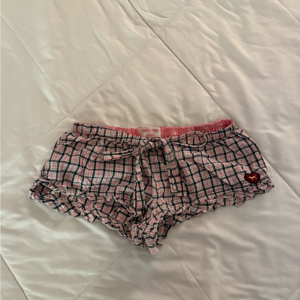 PINK Victoria's Secret Vintage Checkered Ruffle Boxer Shorts